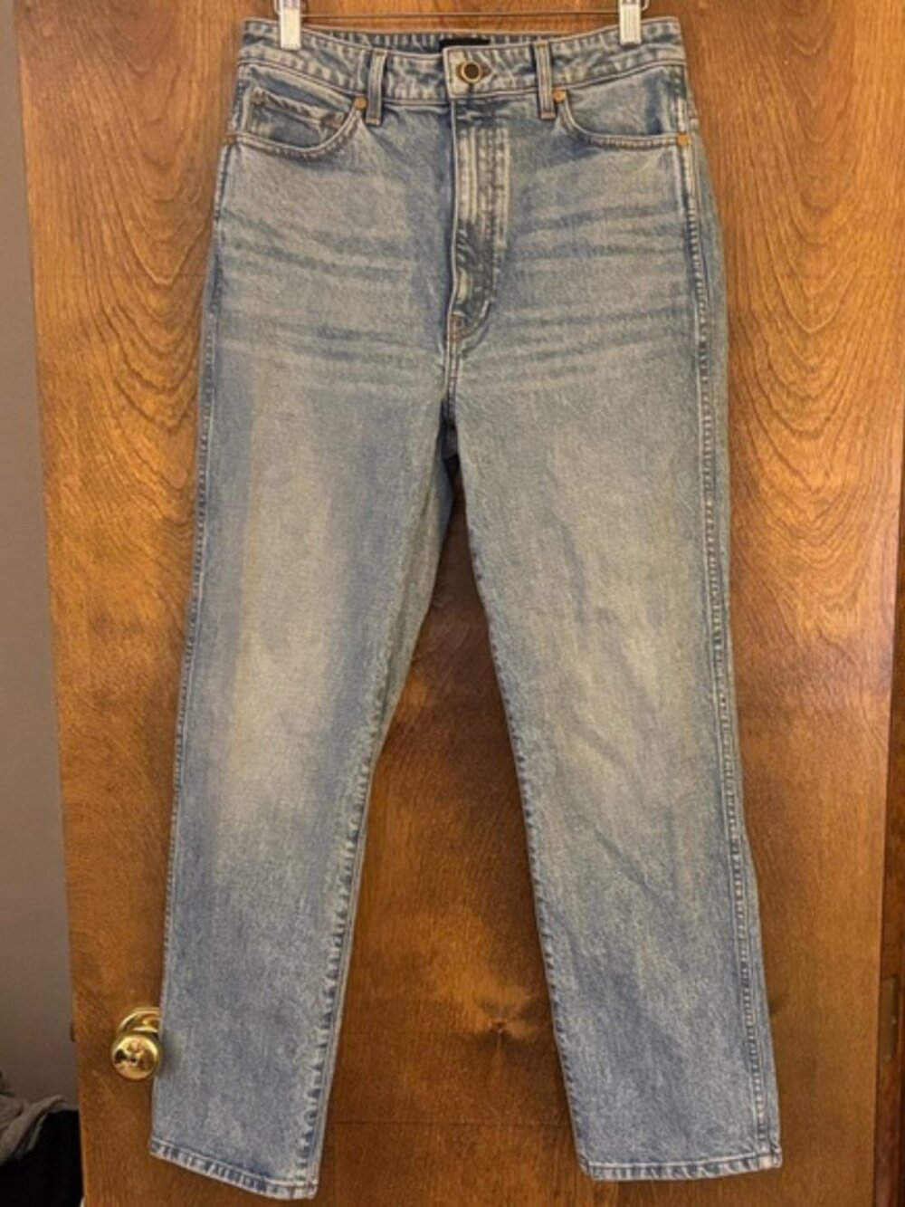 KHAITE Blue Denim with Gold Button Abigail Jean